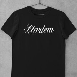 Harlem Old School Tattoo Script Shirt, 90's Hip Hop, Retro, OG, NYC, New York
